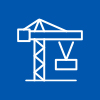 crane icon in blue and white