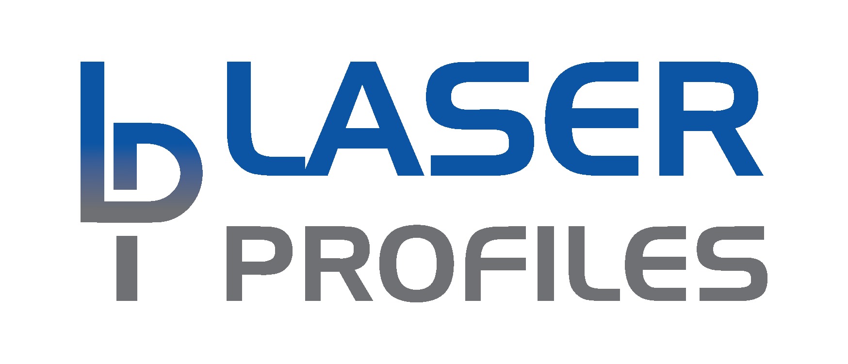 large laser profiles logo in blue and grey