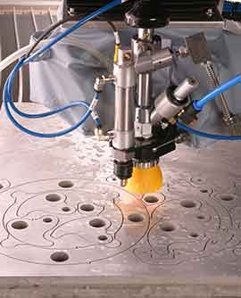 waterjet cutting in operation