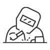 black outline of welder icon